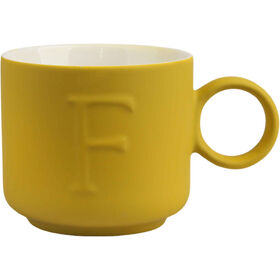 Caneca 360 ml Letra F Amarela Kasa