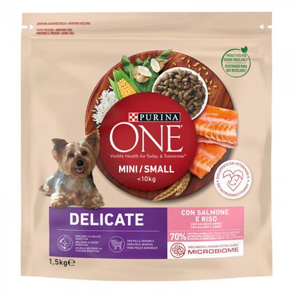 Comida Seca Para Cão Adulto <10 kg Delicate Com Salmão Purina One 1.5Kg