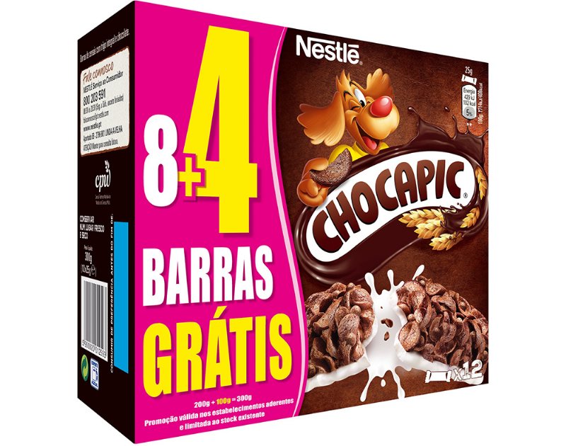 Barras Nestlé Chocapic Cereais 300 g 8Un + 4Un