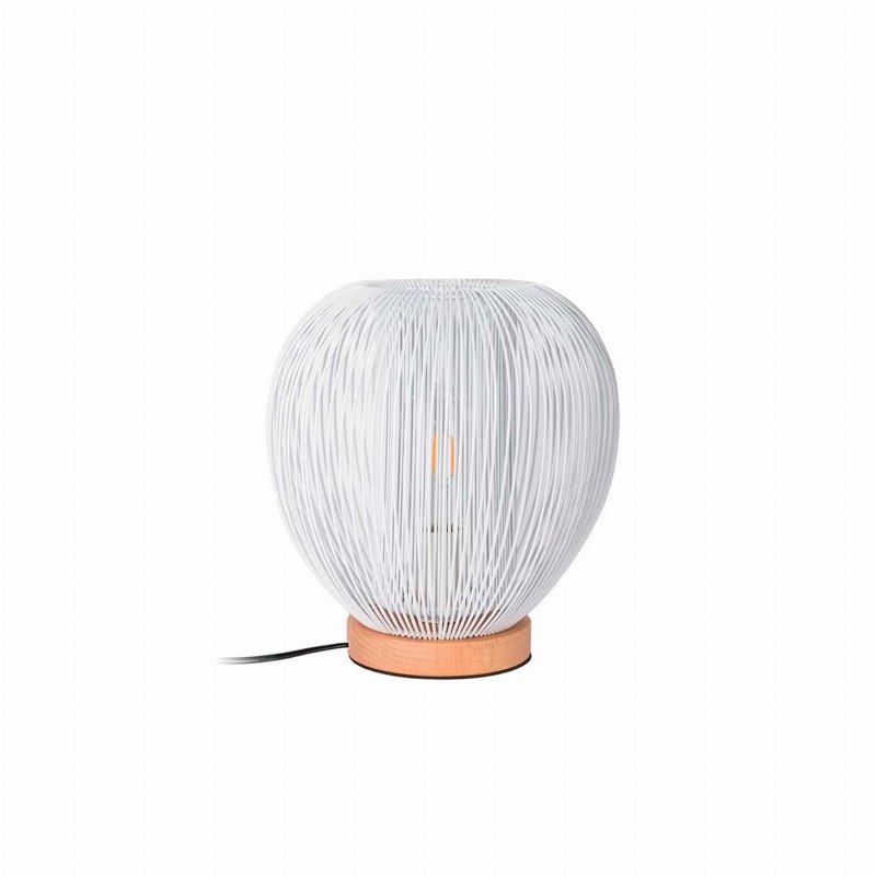 Candeeiro De Mesa Metal Arame Branco Forma De Bola