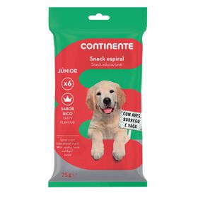 Snack Para Cão Júnior Espiral Aves, Borrego E Vaca Continente 75 g (6 Un)