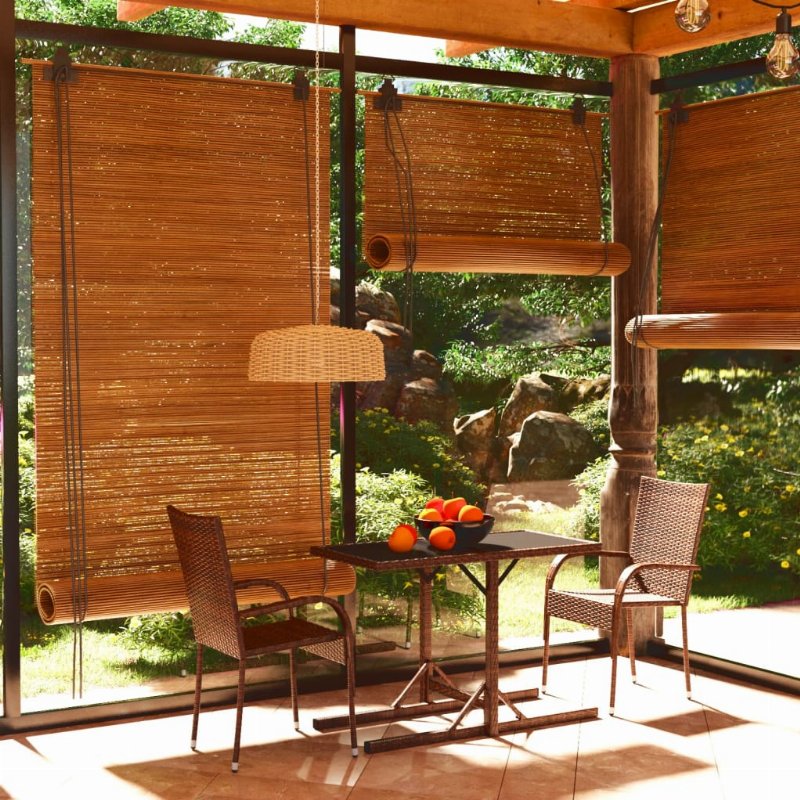 Hkh 3 Pcs Conjunto De Jantar Para Jardim Castanho - Marrom