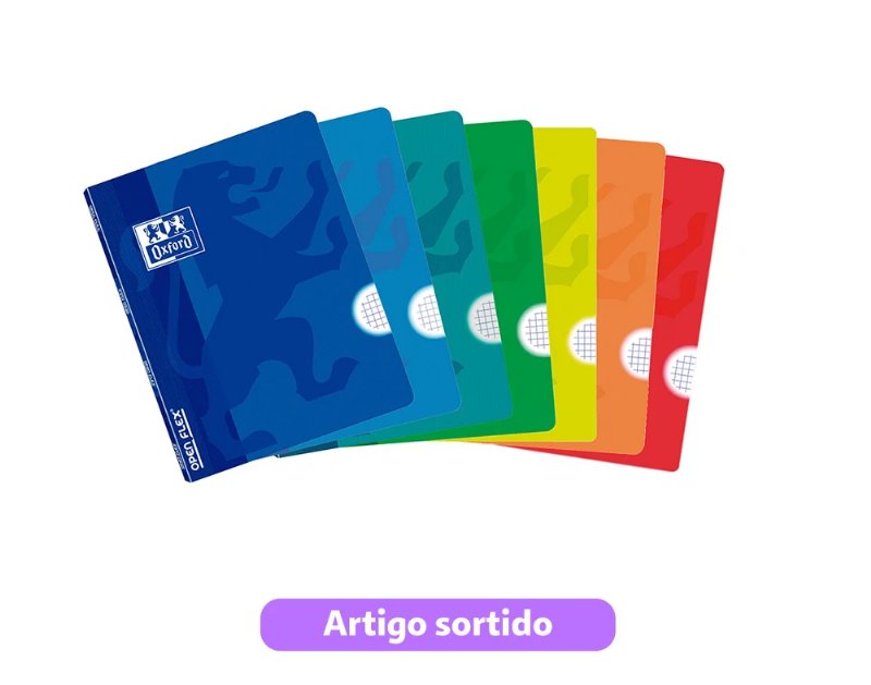 Caderno Agrafado Oxford Quadriculado A4 48 Folhas Cores Sortidas