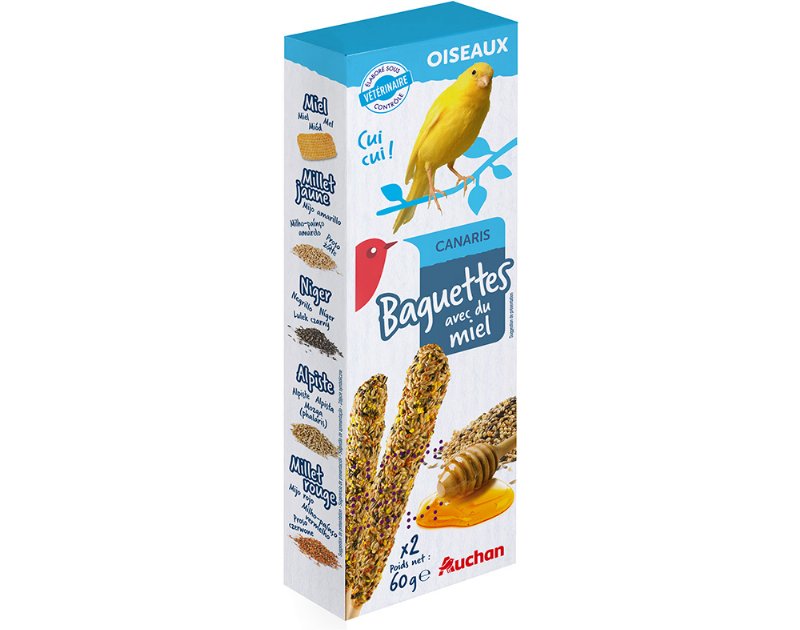 Barritas Para Canário Auchan Com Mel Pack 2 Unidades