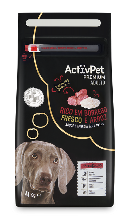 Comida Seca Para Cão Adulto Premium Borrego E Arroz Activpet 4Kg