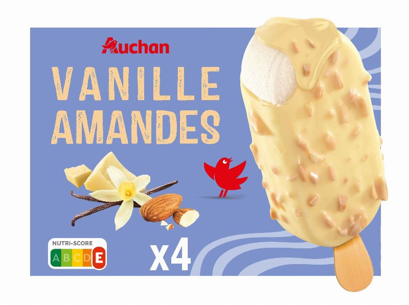 Gelado Palito Auchan Chocolate Branco Com Amêndoas 4X110 ml