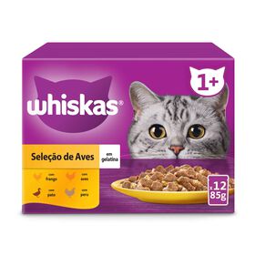 Comida Húmida Para Gato Adulto Aves Whiskas 12 X 85 g