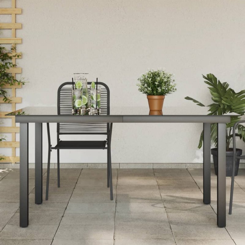 Hkh Mesa De Jardim Em Alumínio E Vidro - Preto