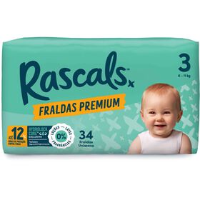 Fraldas Premium 6-11 kg T3 Rascals 34 Un