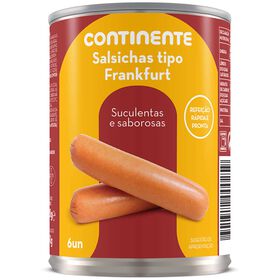 Salsichas Frankfurt Lata 6 Un Sem Glúten Continente 250 gr (Peso Escorrido 120 gr)