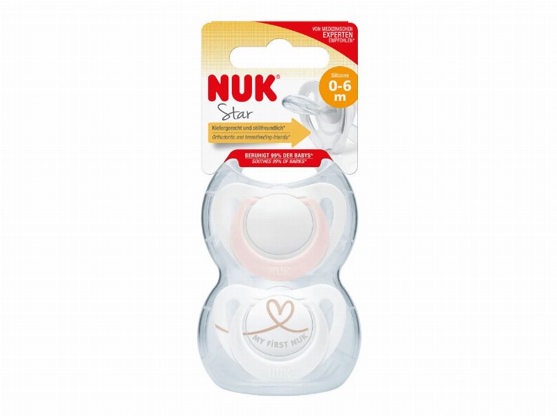 Chupeta Star Nuk Silicone Azul Bco Ro 0-6M 2Un