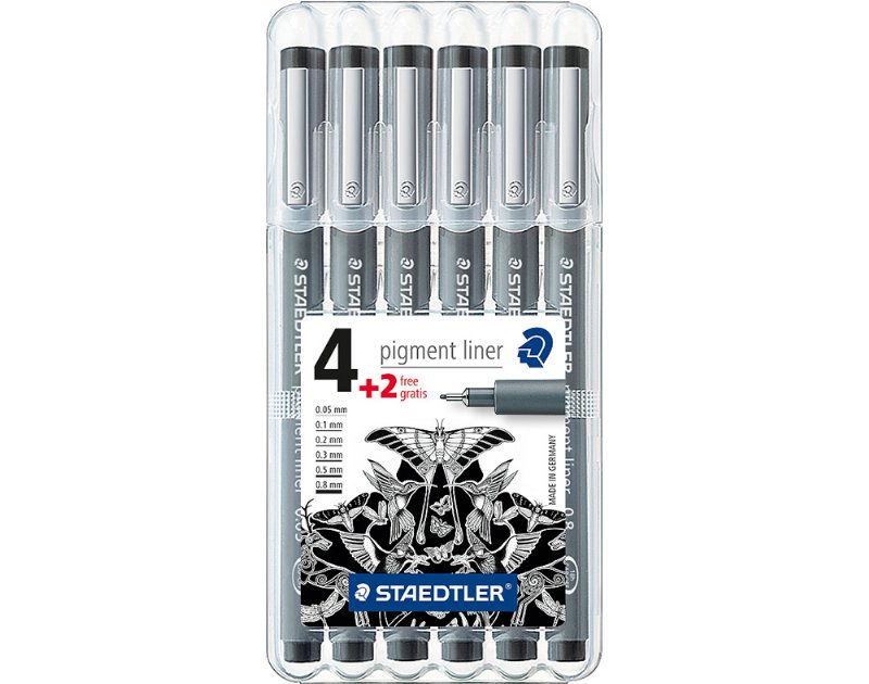 Caneta Pigment Staedtler Liner Calibrados Pack 4+2 Unidades