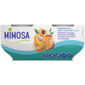 Iogurte Magro Probiótico Pêssego, Cenoura E Sementes De Millet, Quinoa Vermelha E Girassol Sem Lactose Mimosa 460 gr (4 Un)