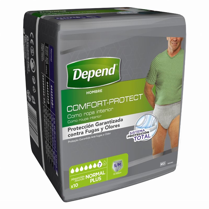 Cuecas Incontinência Depend Normal Homem S/M 10Un