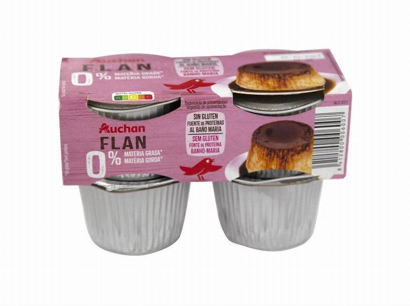 Flan De Ovo Auchan Sem Glúten E 0% Matéria Gorda 4X100 g
