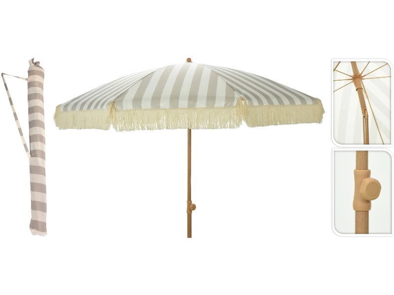 Guarda Sol Ambiance Riscas Taupe Ø183Cm