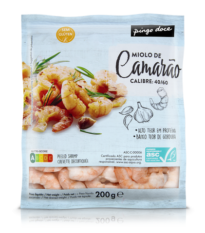 Miolo De Camarão 40/60 Congelado Pingo Doce 0.2Kg