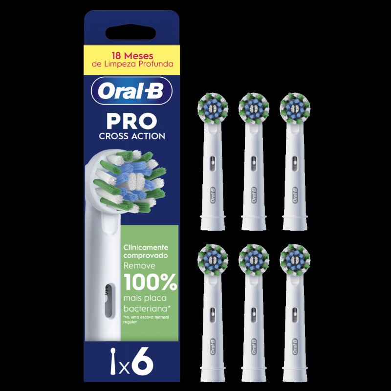 Recargas Escova De Dentes Elétrica Pro Cross Action Branca Pack 6 Oral-B 6Un