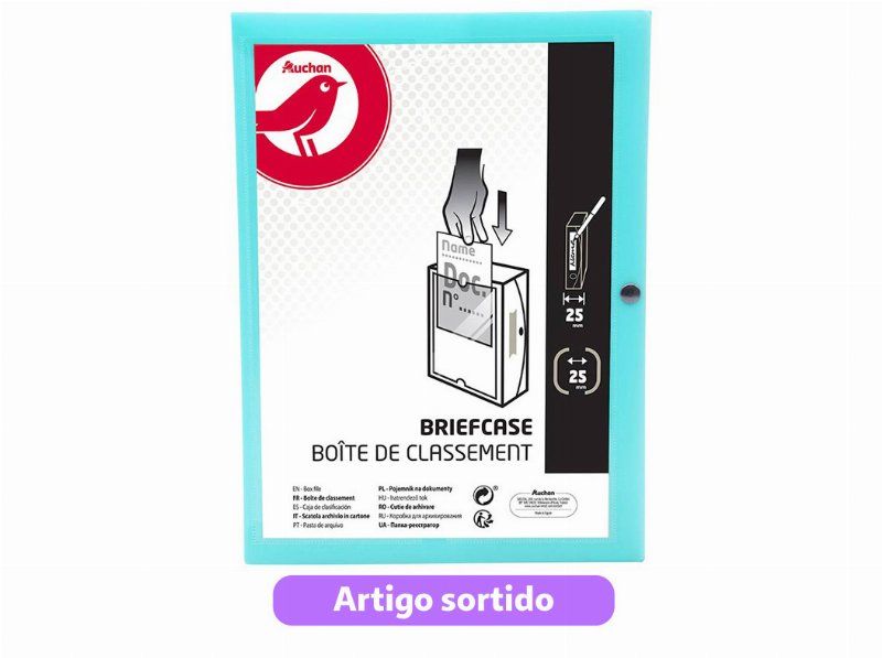 Capa Em Plástico Auchan Lombada 25Mm Cores Sortidas