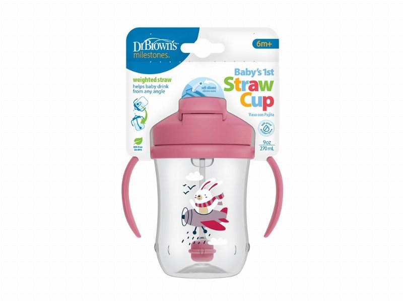 Copo Transição Dr. Brown's Palhinha Rosa 270 ml 1Un