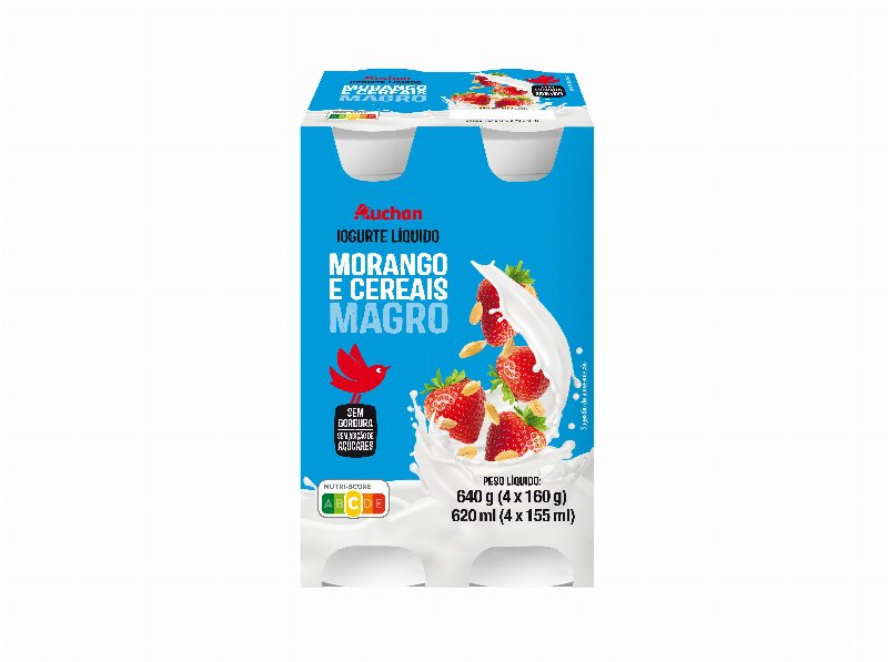Iogurte Líquido Magro Auchan Morango E Cereais 4X160 g
