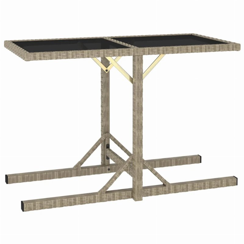 Hkh Mesa De Jardim 110X53X72 Cm Vidro E Vime Pe - Bege