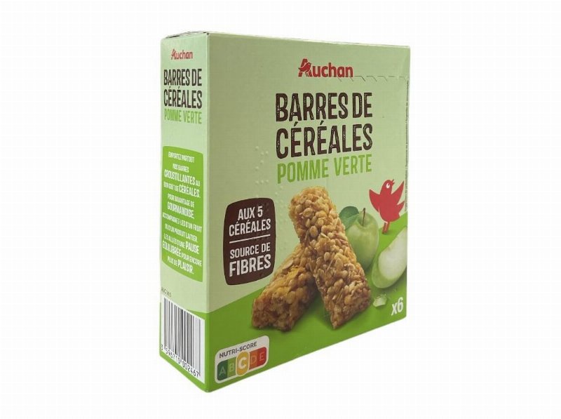 Barras Auchan Crousty Cereais Maçã Verde 126 g 6Un