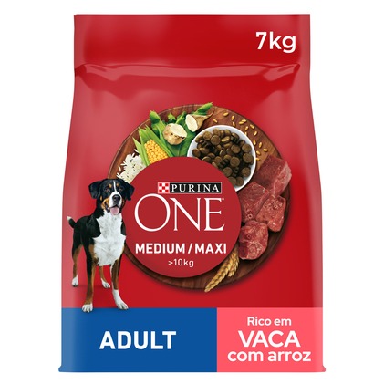 Comida Seca Para Cão Adulto +10 kg Com Vaca Purina One 7Kg