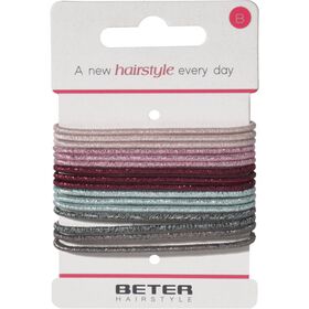 Elásticos De Cabelo Finos Com Glitter Beter 16 Un