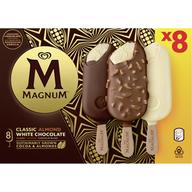 Gelado Chocolate Clássico, Amêndoa E Chocolate Branco Magnum 720 ml (8 Un)