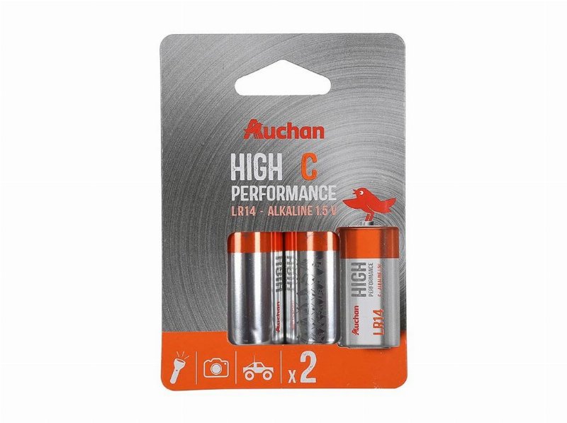 Pack 2 Pilhas Alcalina Auchan Premium C Lr14
