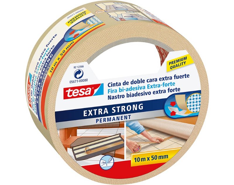 Fita Bi-Adesiva Alcatifa Tesa Extra Forte 10Mx50Mm