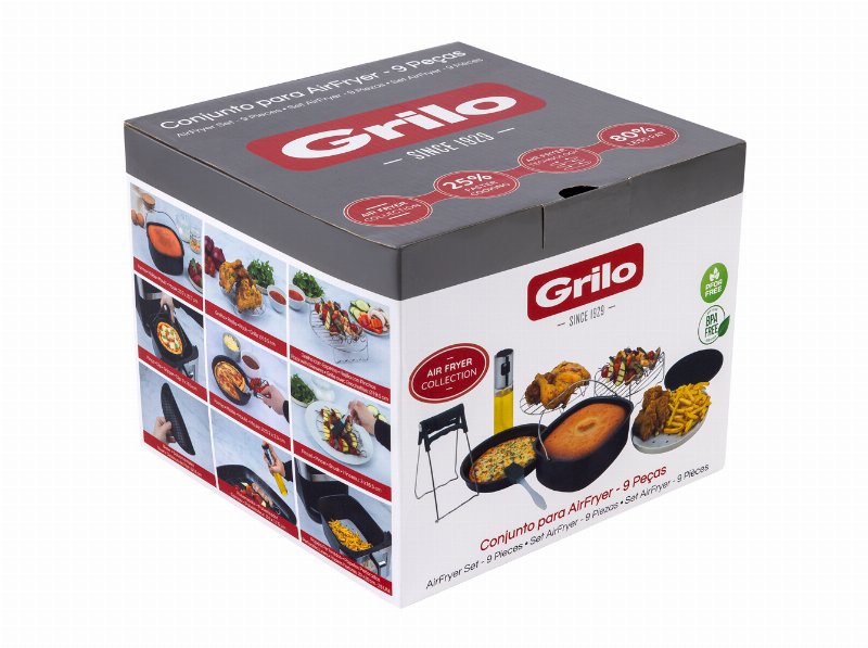 Conjunto De Acessórios Para Airfryer Preto Grilo 9 Peças
