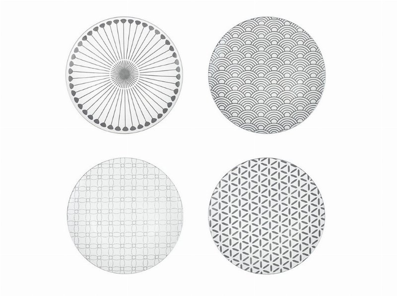Conjunto De 4 Pratos Rasos Actuel Graphic Porcelana 19Cm