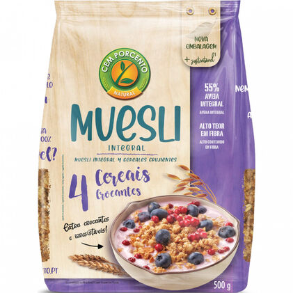 Muesli 4 Cereais Cem Porcento 500 gr