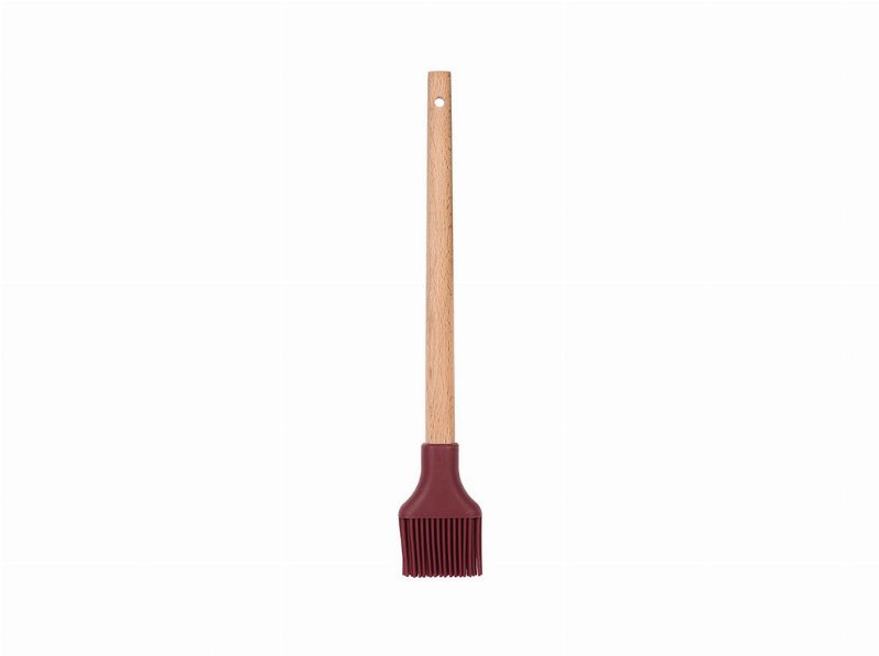 Pincel Silicone Actuel Vermelho Com Cabo De Madeira