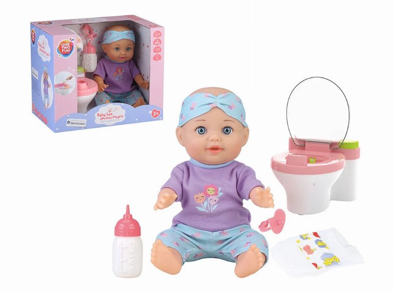 Boneco Bebé One Two Fun Com Acessórios Higiene 30Cm