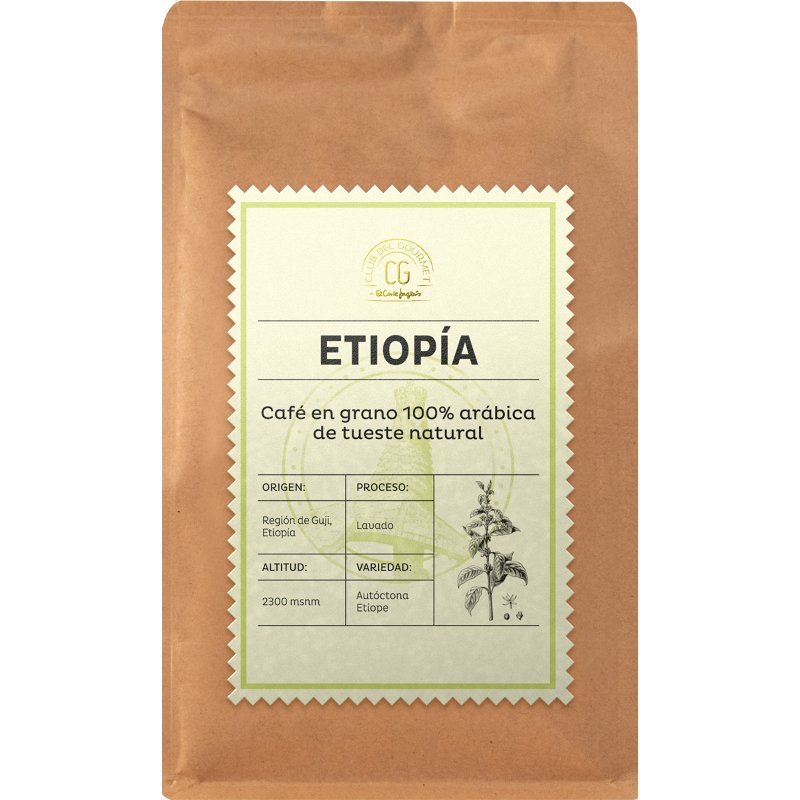 Café Em Grão 100% Arábica Assado Ao Natural Etiopía 250 g