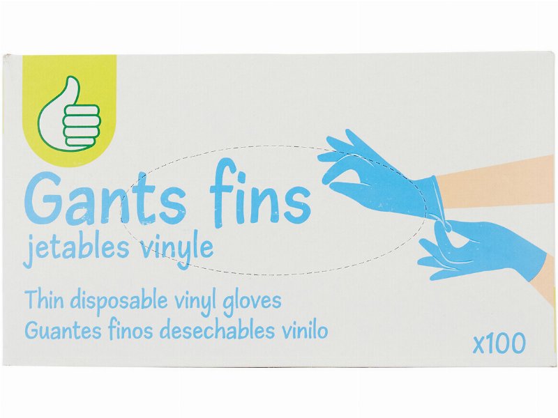 Luvas Descartáveis Polegar Vinil Finas 100Un