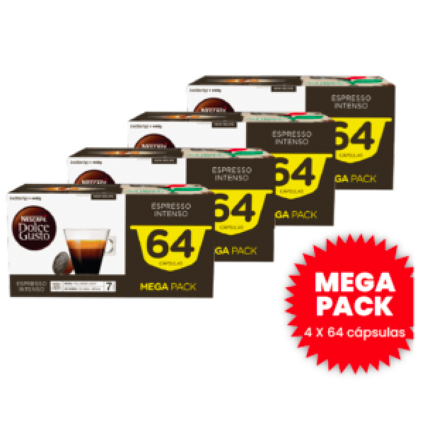Café Espresso Intenso Mega Pack 4 X 64 Cápsulas Dolce Gusto