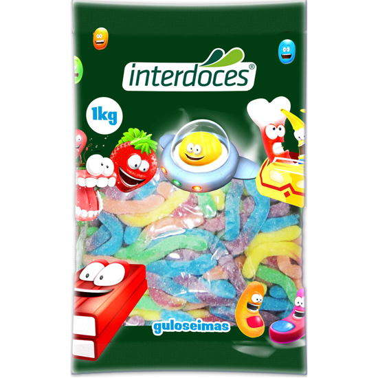 Gomas Minhocas Ácidas 1 kg Interdoces