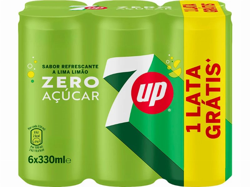Refrigerante C/ Gás 7Up Zero Lata 6X0.33 l (Sdr)