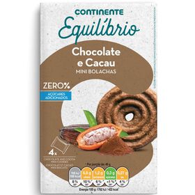 Bolachas Chocolate E Cacau Continente Equilíbrio 160 gr (4 Un)