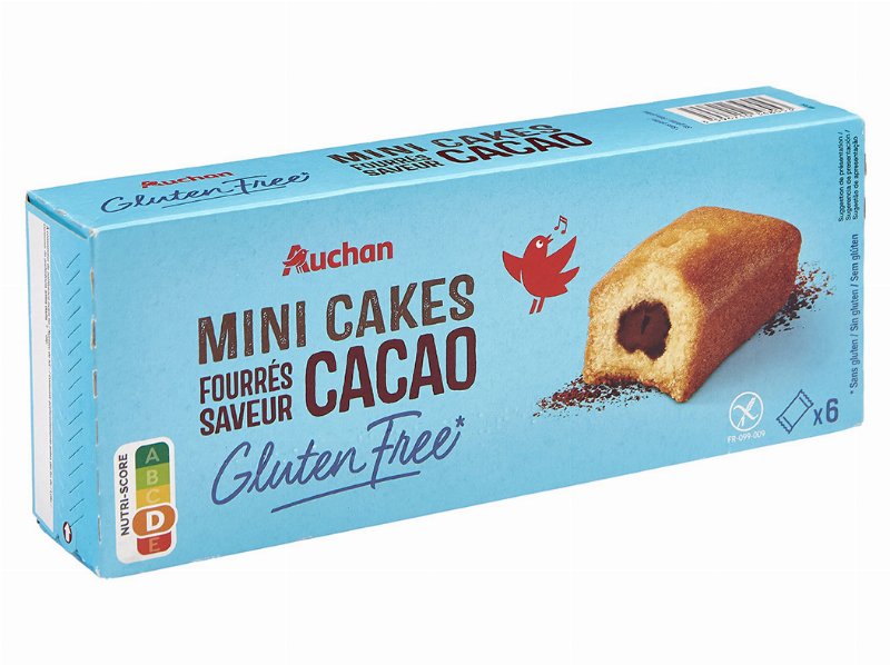Bolos Auchan Miniaturas Recheio Chocolate Sem Glúten 6Un