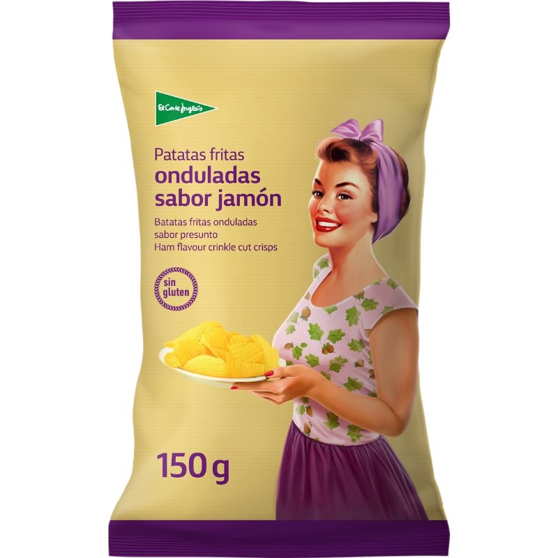 Batatas Fritas Onduladas Com Sabor A Presunto Sem Glúten 150 g