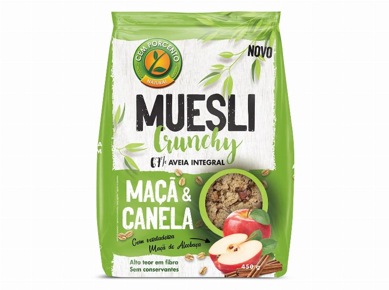 Muesli Cem Porcento Crunchy Maçã Canela 450 g