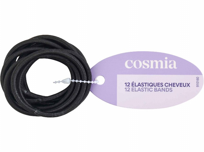 Elástico Cosmia Cabelo Médio Preto 12Un