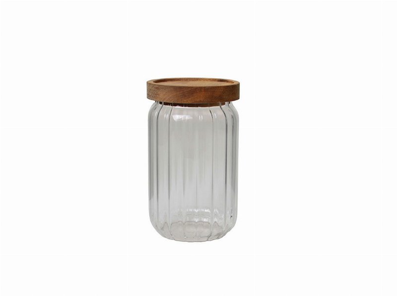 Frasco De Vidro Actuel Com Tampa De Madeira 0.7 l