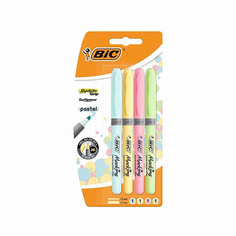 Bic Marcadores Fluorescentes Highlighter Grip Cores Pastel 4 Un