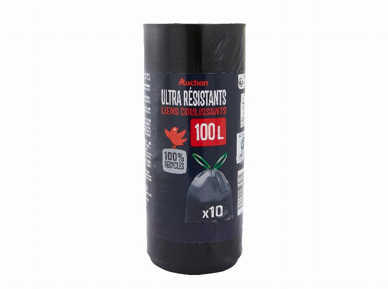 Saco De Lixo Auchan Ultrarresistente 100 l 100%Reciclados 10Un